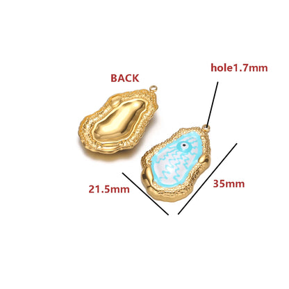 Bulk Gold Plated Eye Charms 35 * 21.5mm, Irregular Teardrop Enamel Pendant, 1.7mm Hole DIY Jewelry Making Supplies for Women