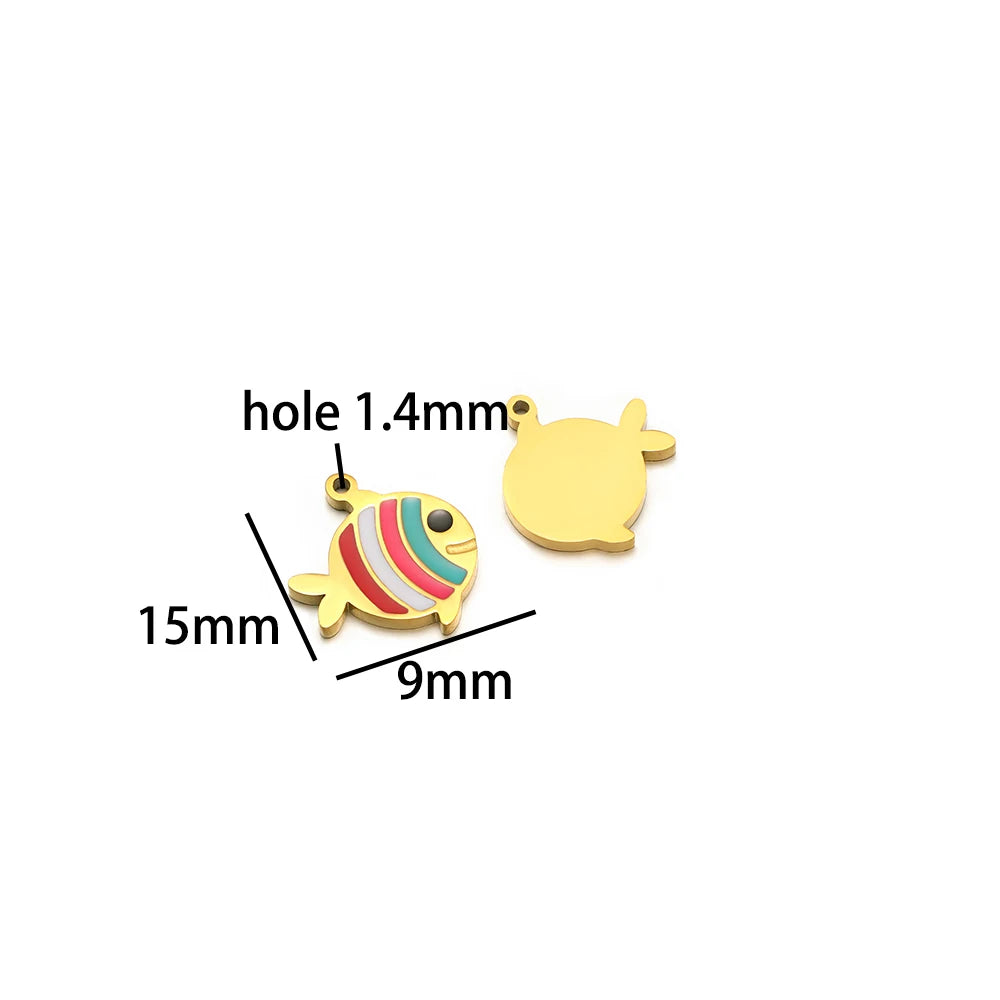 Fashion 18k Gold Plated Stainless Steel Enamel Fish Lobster Charm Pendant for DIY Jewelry Making Jewelry Findings