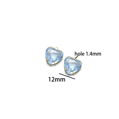 Love Charm 304 Stainless Steel 18k Gold Plated 12mm Heart Crystal Charm Pendant for Jewelry Necklace Making