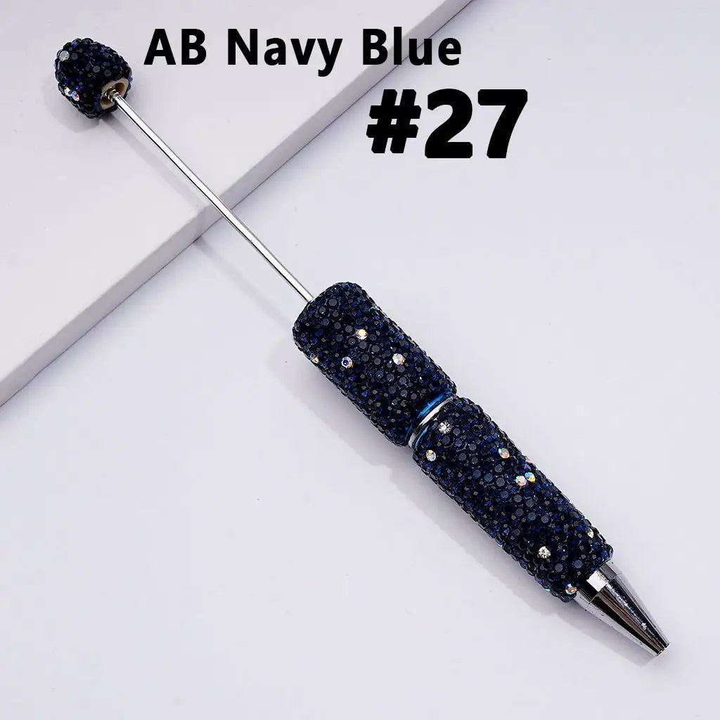 Full Rhinestone Beadable Clay Ballpoint Pens - DIY Beaded Plastic Pen for School Office Gift