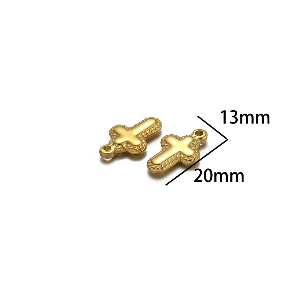 New Arrival Stainless Steel 18k PVD Gold Plated Cross Charm Pendant for Women Jewelry Necklace Making