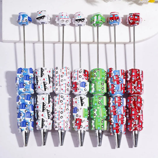 Beadable Pens Various Cartoon Car Vehicle With AB Rhinestones for Party Favor Gift Keychain Charm DIY Wholesale Craft Supplies
