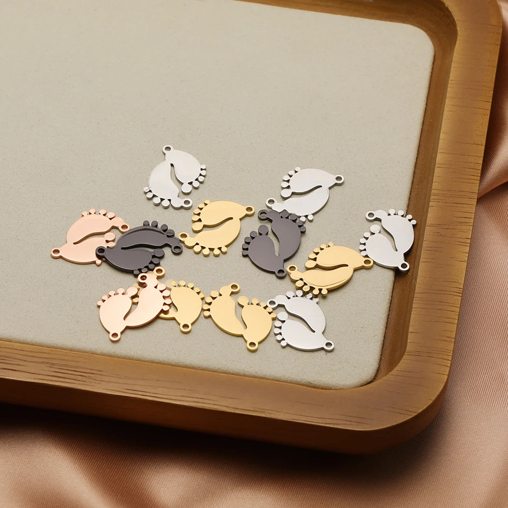 Hot Selling 18K Gold Plated Stainless Steel Footprint Pendant Fashion Charm for Handmade Daily Necklace Jewelry Making