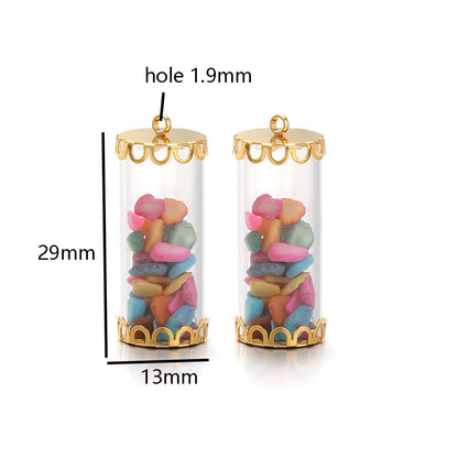 New Fashion Stainless Steel 18k Gold Plated Chips Glass Wishing Bottle Charms Pendant for Handmade Jewelry Necklace Making