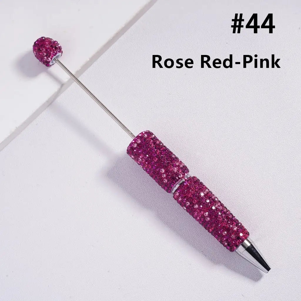 Full Rhinestone Beadable Clay Ballpoint Pens - DIY Beaded Plastic Pen for School Office Gift