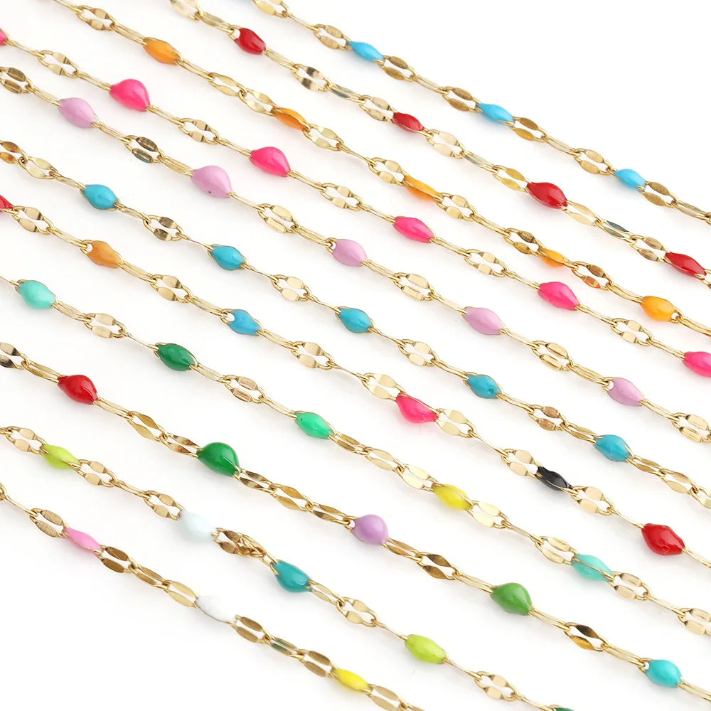 D847 Stainless Steel Lip Shaped Drip Oil Vacuum Plated Bracelet Necklace Anklet Chains for Women Men Jewelry Accessories