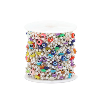 B3338 Rainbow Color Resin Beaded Chain Enamel 6mm Eye Beads Chain Bracelet Necklace Making