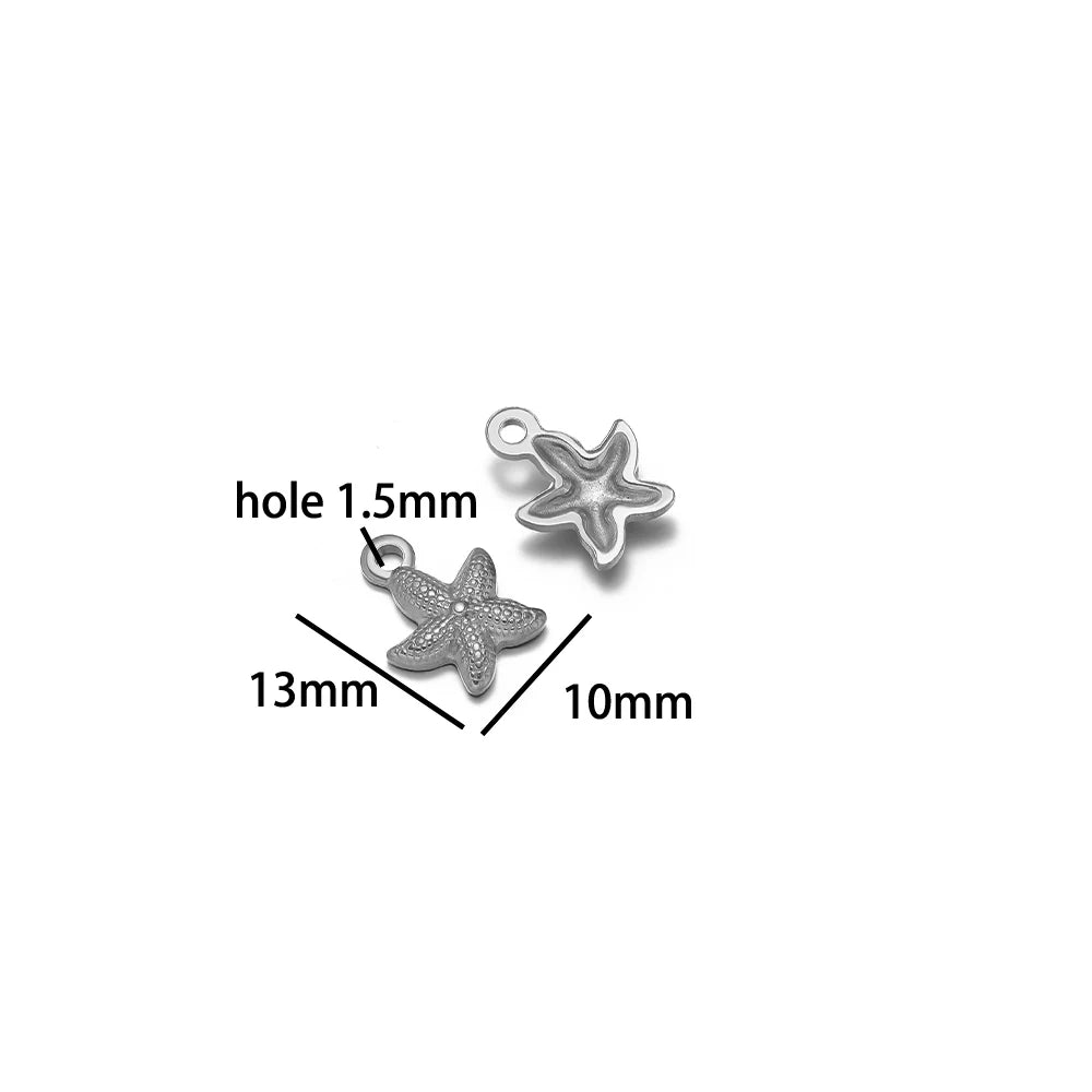 Ocean Style Sea Star Charm Stainless Steel 18K Gold Plated Starfish Charm Pendant for Jewelry Earring Necklace Making