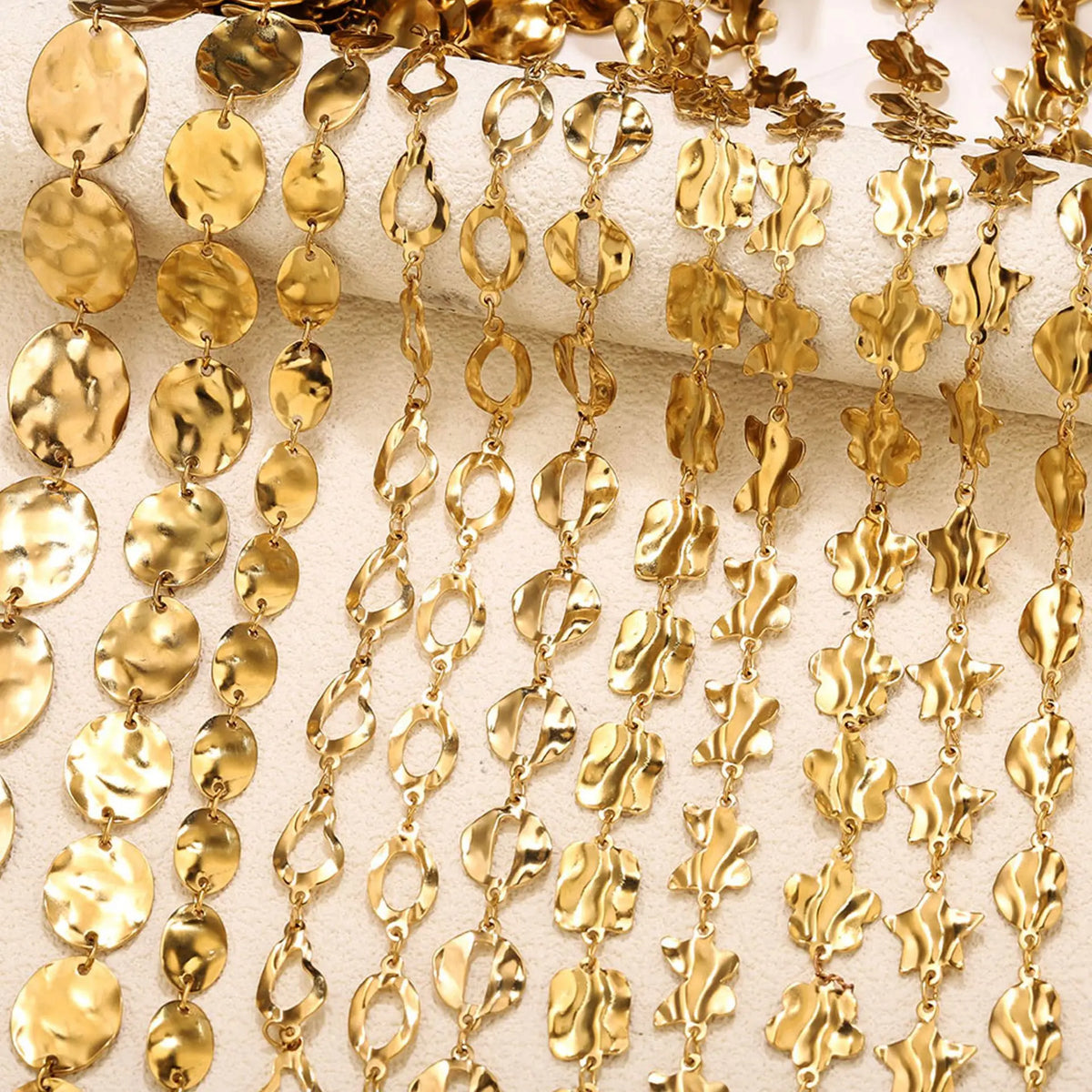 B419 New Irregular Stainless Steel Gold Chain Disc Butterfly Star Hollow Roller Chains Jewelry for Necklace Bracelet