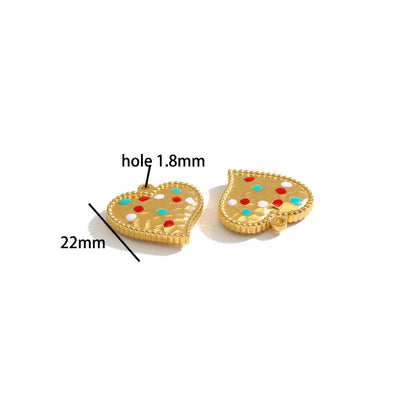 Waterproof Fashion Pendant Stainless Steel 18k Gold Plated Enamel Heart Shaped Charms Pendant for Women Jewelry Necklace Making