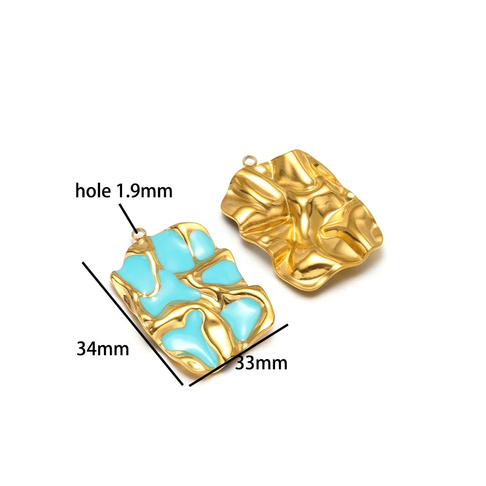 Vintage Style Stainless Steel 18k Gold Plated Enamel Star Round Charm Pendant for Jewelry Necklace Making Accessories