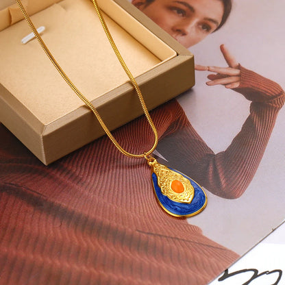 French 18k Gold Plated Stainless Steel Enamel Water Drop Pendant for Women Jewelry Necklace Earrings Making Accessories