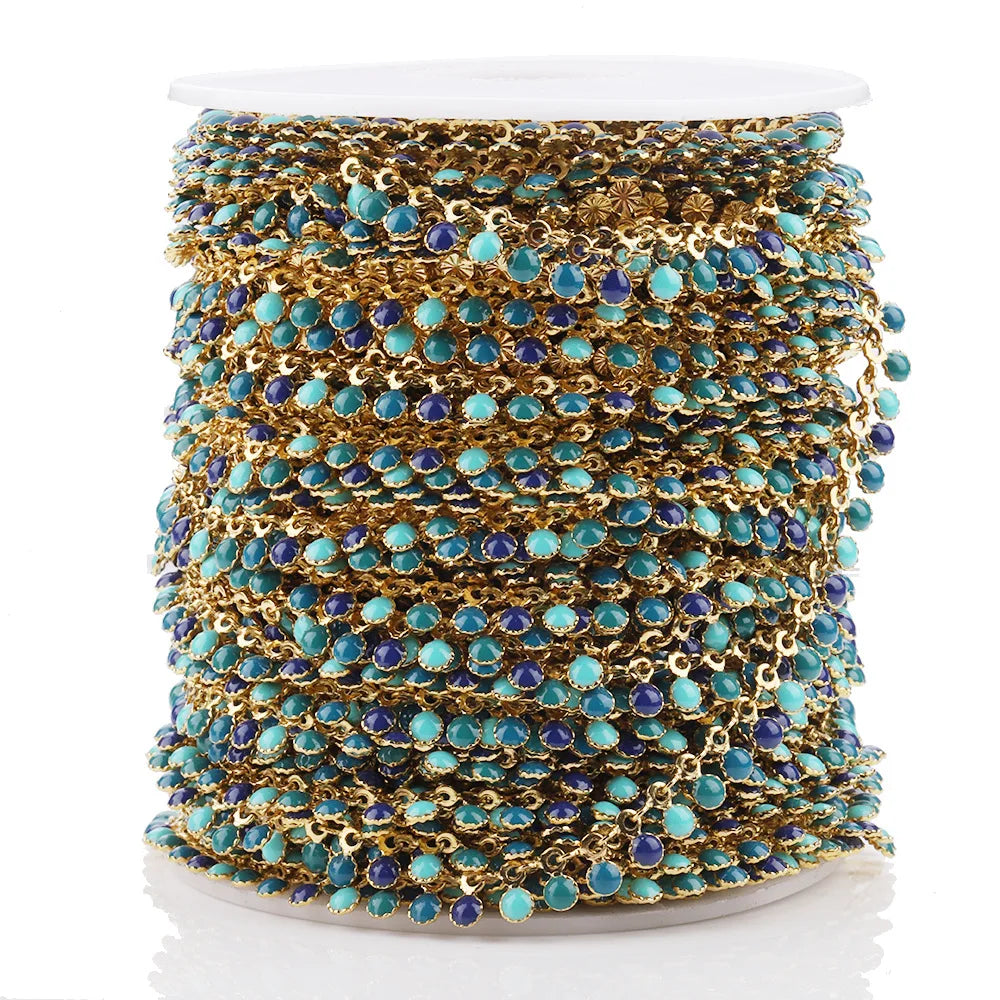 A8061 Colorful Stainless Steel Chain Enamel Tassel Beads Chain Necklace Bracelet Jewelry Accessory