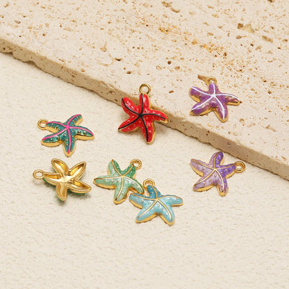 High Quality Jinrou 18K Gold Plated Stainless Steel Enamel Starfish Shape Pendant for Necklace and Earrings Jewelry Making