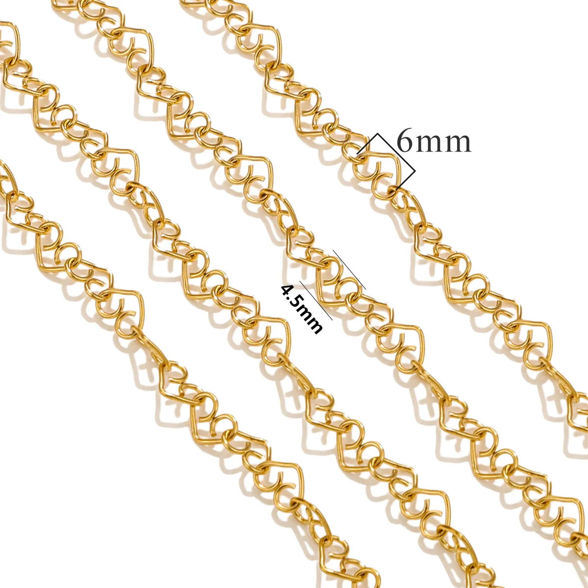 B3051 Amazing New Fashion 18k Gold Plated Stainless Steel Chain Heart Fashion Link Necklace Bracelet Chain