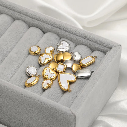 Enamel Heart Pendant 18k Gold Plated Stainless Steel square Oval Round Charm Pendant for Women Jewelry Making Accessories