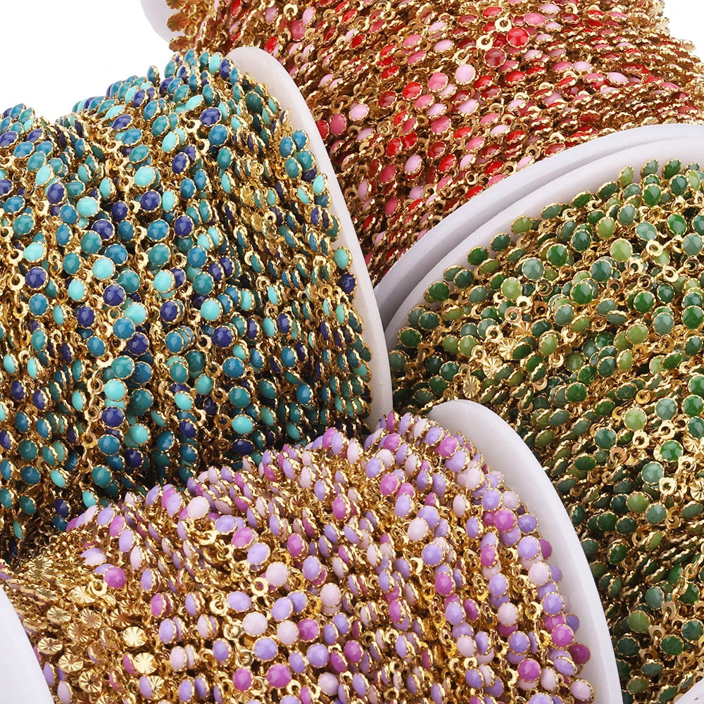 A8061 Colorful Stainless Steel Chain Enamel Tassel Beads Chain Necklace Bracelet Jewelry Accessory