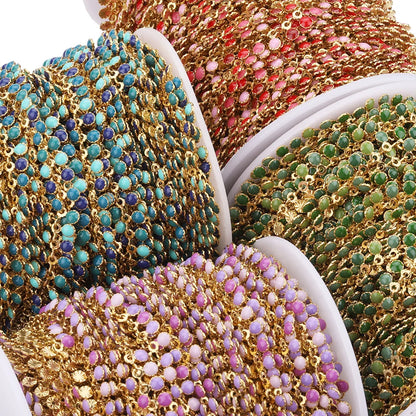 A8061 Colorful Stainless Steel Chain Enamel Tassel Beads Chain Necklace Bracelet Jewelry Accessory