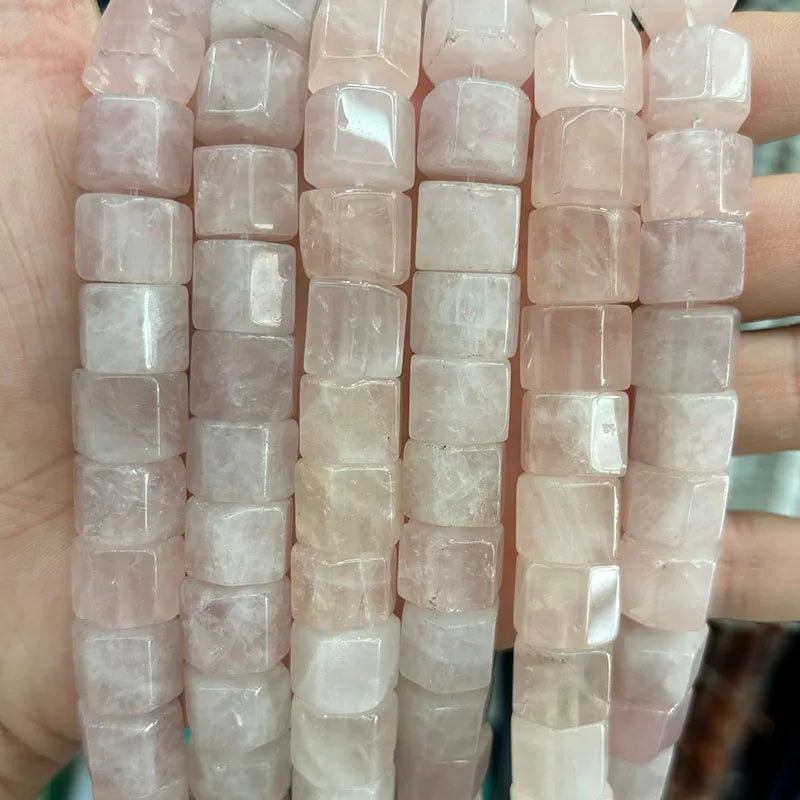 Natural Hexagon Prisms Stone Gemstone Irregular Bead, Hexagonal Rondelle Rondel Beads for DIY Jewelry Making 10x14mm, 19-20cm 8"