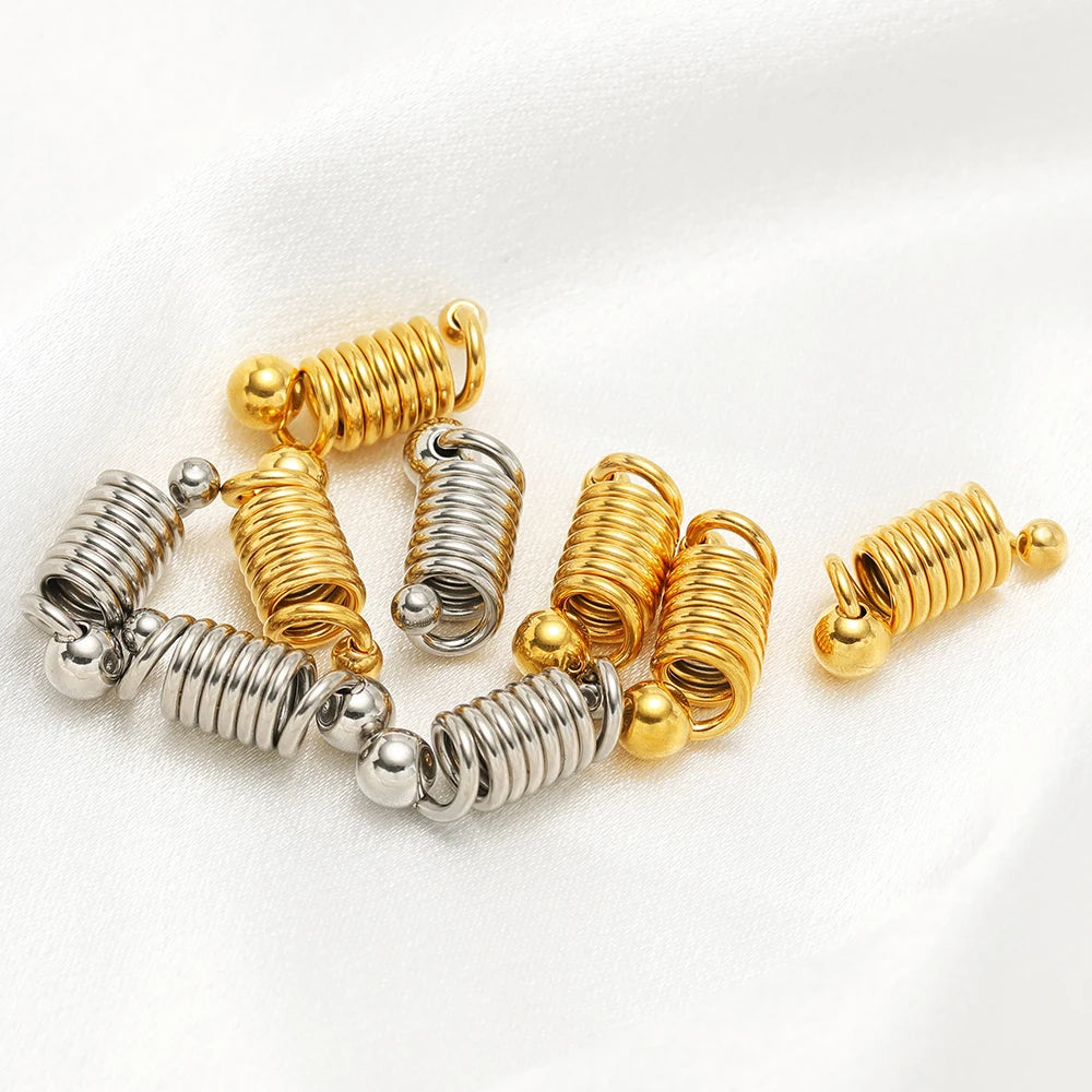 Trendy 18k Gold Plated Stainless Steel 8*21mm Spring Clasps Charm Pendant for DIY Jewelry Making  Accessories