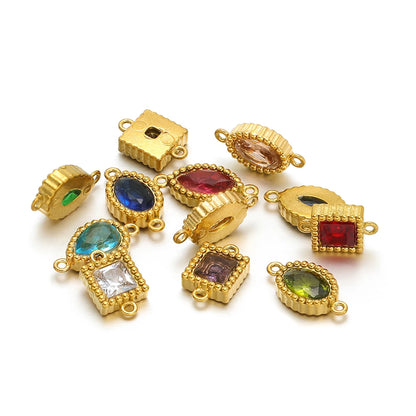 Fashion Hot Double Hole Stainless Steel 18k Gold Plated Water Drop Charm Pendant for Jewelry Making Wholesale