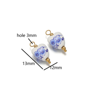 New Diy Necklace Pendant 18k Gold Plated Stainless Steel Ceramic Round Heart Star Oval Pendant for Handmade Jewelry Making