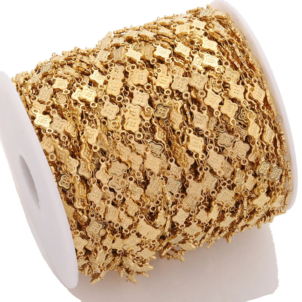 A2843 Fashion Gold Stainless Steel Chain Clover Lucky Silver Necklace Bracelet Bulk Jewelry Making Chain Wholesale