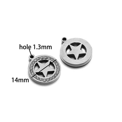 Handmade DIY Pendant 18k Gold Plated Stainless Steel Heart Star Zircon Charm Pendant for Women Jewelry Making Accessories