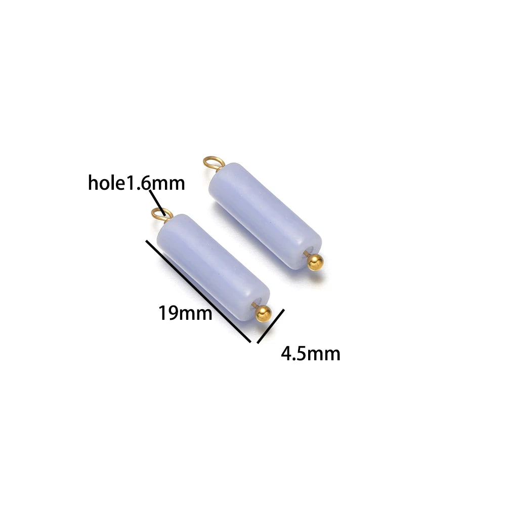 Handmade Fashion Jewelry 18k Gold Plated Stainless Steel Cylinder Charm Pendant for DIY Necklace Jewelry Making Accessories