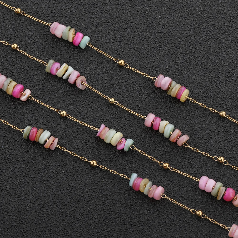 A1964 Colorful Gemstone Crystal Beads Beaded Chain Rosary Stone Bead Necklace Bracelet Jewelry Making Diy Findings