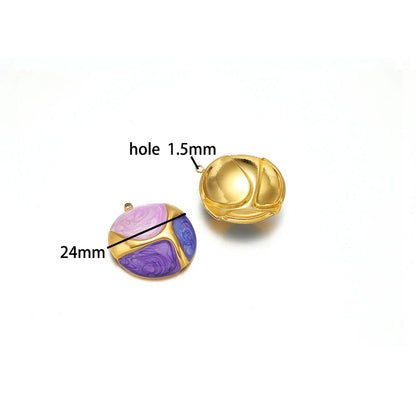 4pcs/bag Stainless Steel 18K Gold Plated Colorful Drop Oil Butterfly Heart Leaf Charm Pendant for Jewelry Necklace Making
