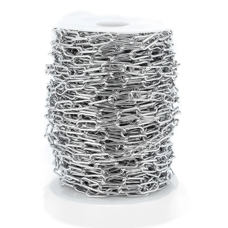 B360 High Quality Stainless Steel Paper Clip Chain 7mm Thick Chain Hot Selling Gold Filled Crossed Chain Jewelry