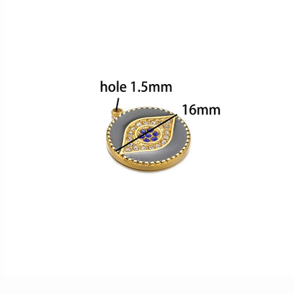 Best Selling 18k Gold Plated Stainless Steel Drip Oil Zircon Eye Charms Pendant for Women Jewelry Necklace Earrings Making