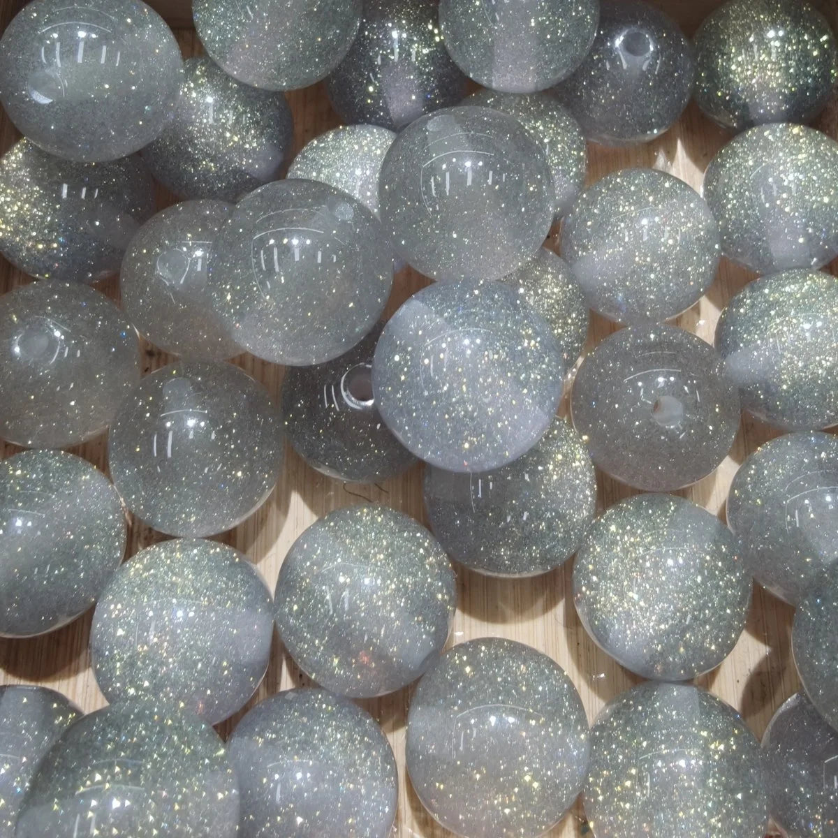 16mm   200pcs Acrylic  Star River Series Resin Shinny Glitter Beads for Pen Chunky  Necklace DIY Jewelry Making