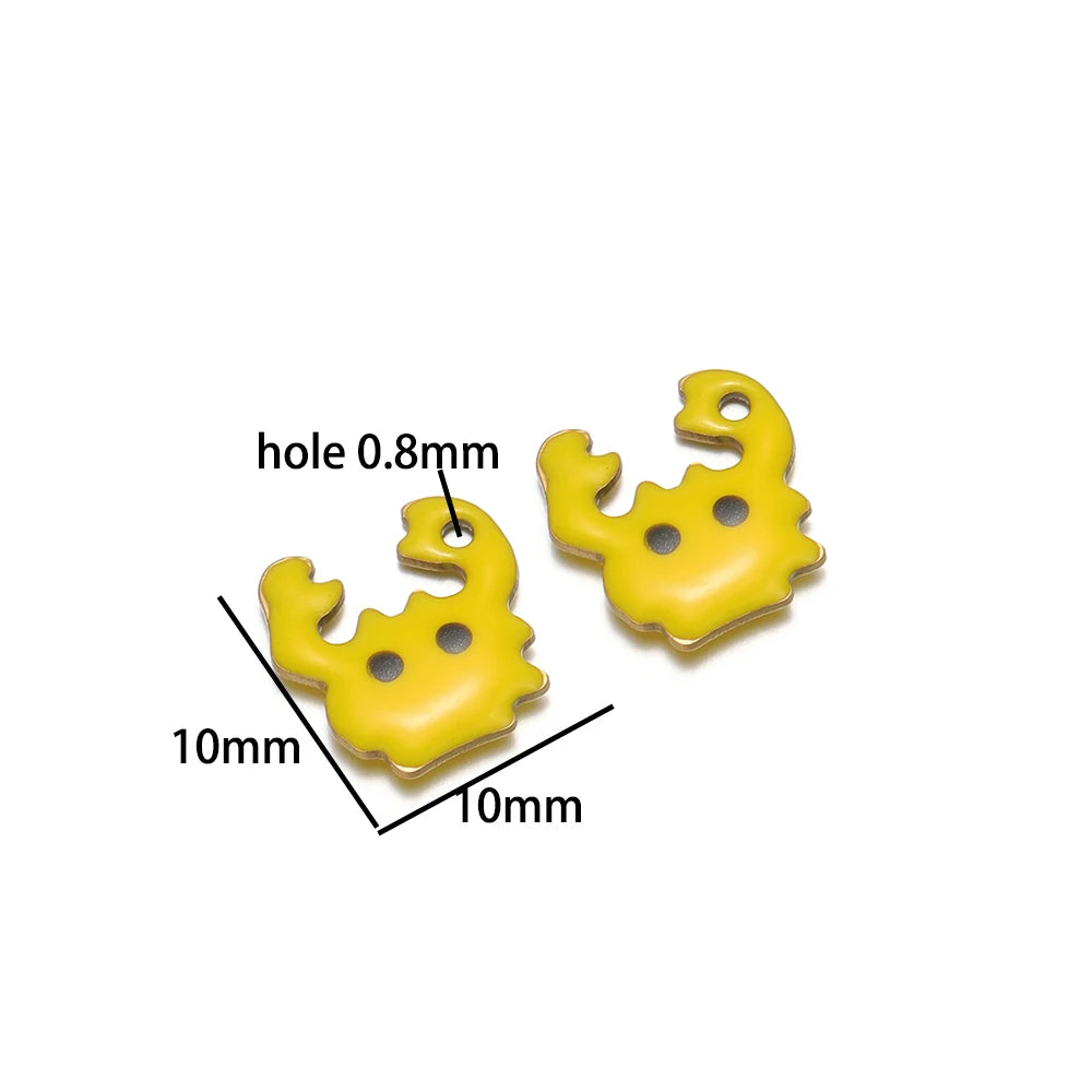 DIY Small Pendant 18k Gold Plated Stainless Steel Enamel Crab Charm Pendant for Jewelry Necklace Making Accessories