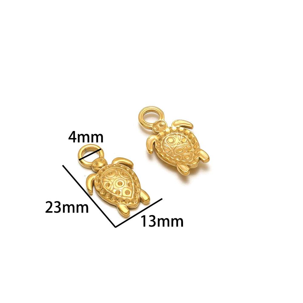 18k Gold Plated Stainless Steel Embossed Heart Water Drop Round Leaf Charm Pendant for DIY Jewelry Making Jewelry Findings