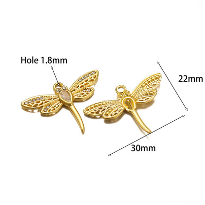 High Quality Stainless Steel Gold Plated Enamel Turtle Conch Starfish Dragonfly Heart Charms Pendant for Jewelry Necklace Making