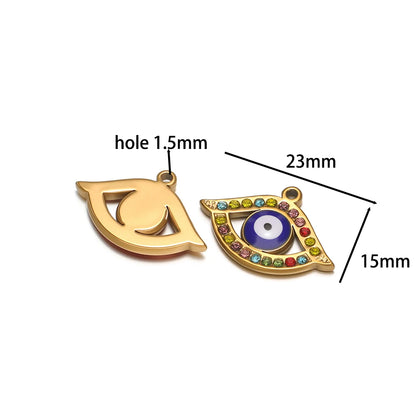 High Quality Stainless Steel 18k Gold Plated Zircon Enamel Eyes Charm Pendant for Jewelry Making Wholesale
