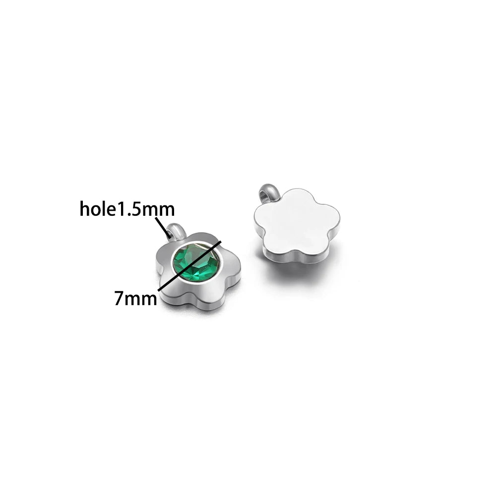 High Quality Stainless Steel 18K Gold Plated 7mm Flower Zircon Charm Pendant for Jewelry Necklace Bracelet Making