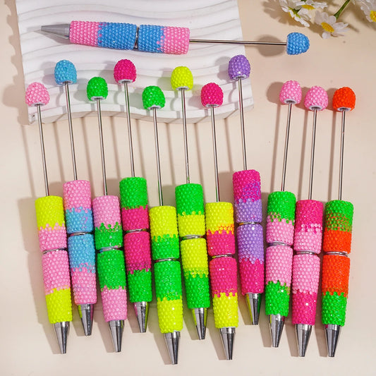 New Color-matched Full-diamond Bead Pen DIY Bead Rainbow-colored Water Droplet Pure Handcrafted Diamond-studded Round Beads Pen