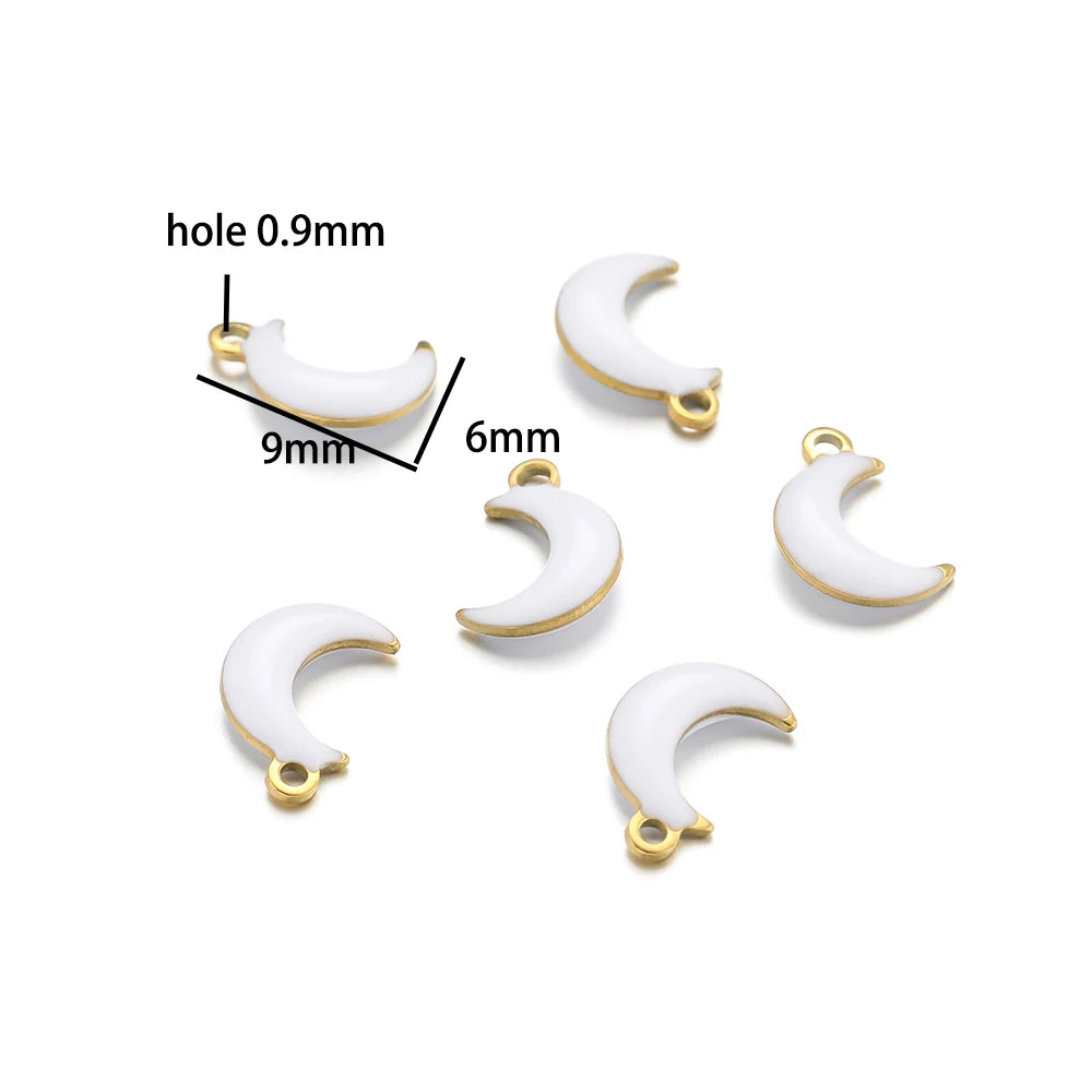 Luxury Charms 304 Stainless Steel 18k Gold Plated Moon Star Cross Lightning Enamel Charm Pendant for DIY Jewelry  Making