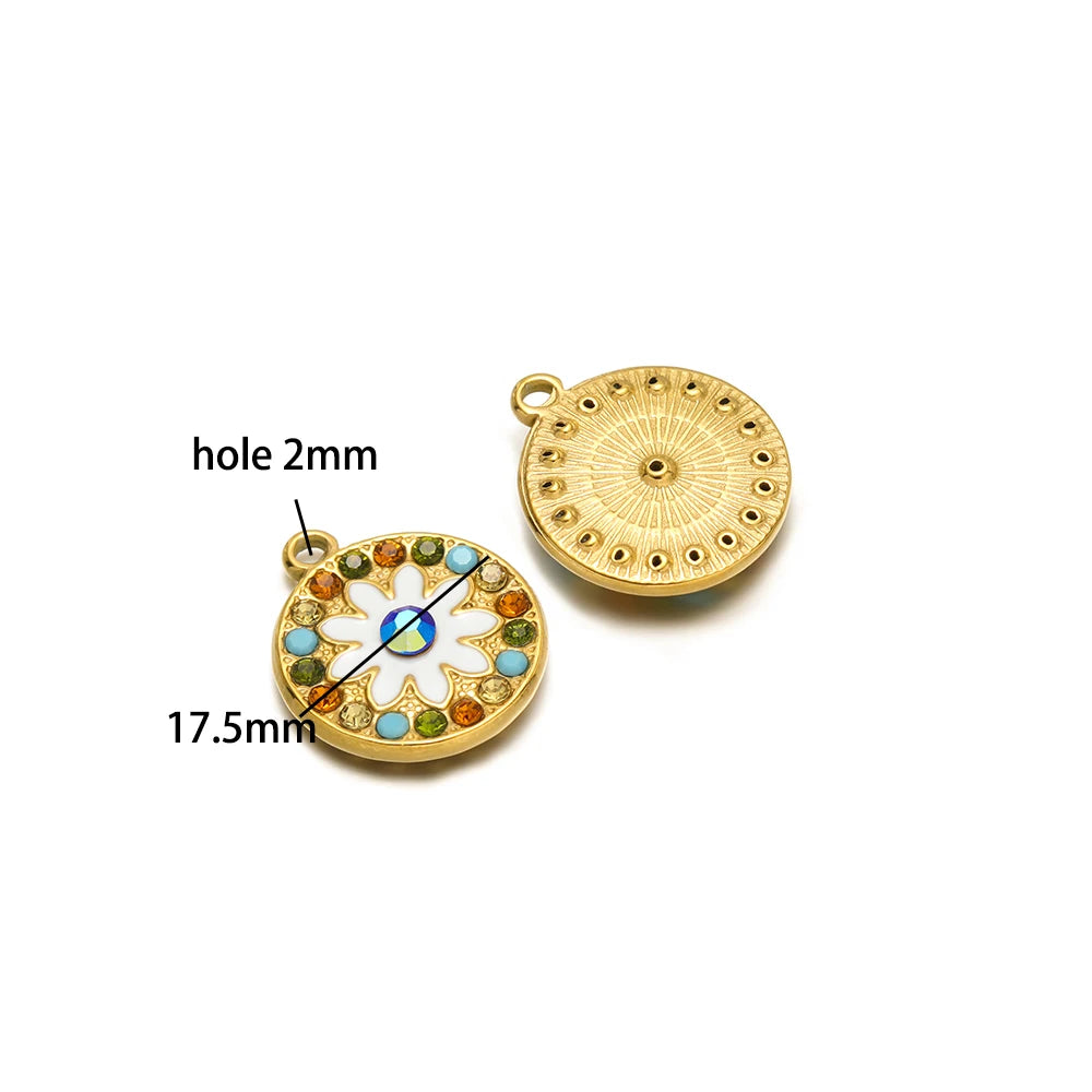 Double Heart Charm Stainless Steel Gold Plated Zircon Heart Cross Charm Pendant for DIY Jewelry Making Accessories Findings
