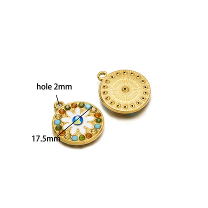 Double Heart Charm Stainless Steel Gold Plated Zircon Heart Cross Charm Pendant for DIY Jewelry Making Accessories Findings