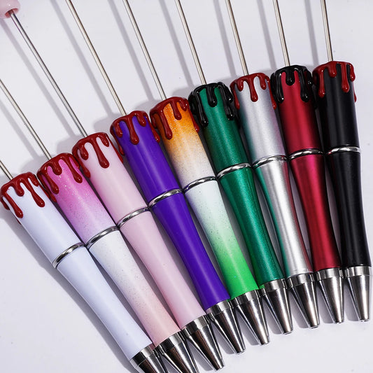 New Arrival 3D Blood Print Beaded Ballpoint Pen Custom Logo Halloween Christmas Plastic Gift Pen