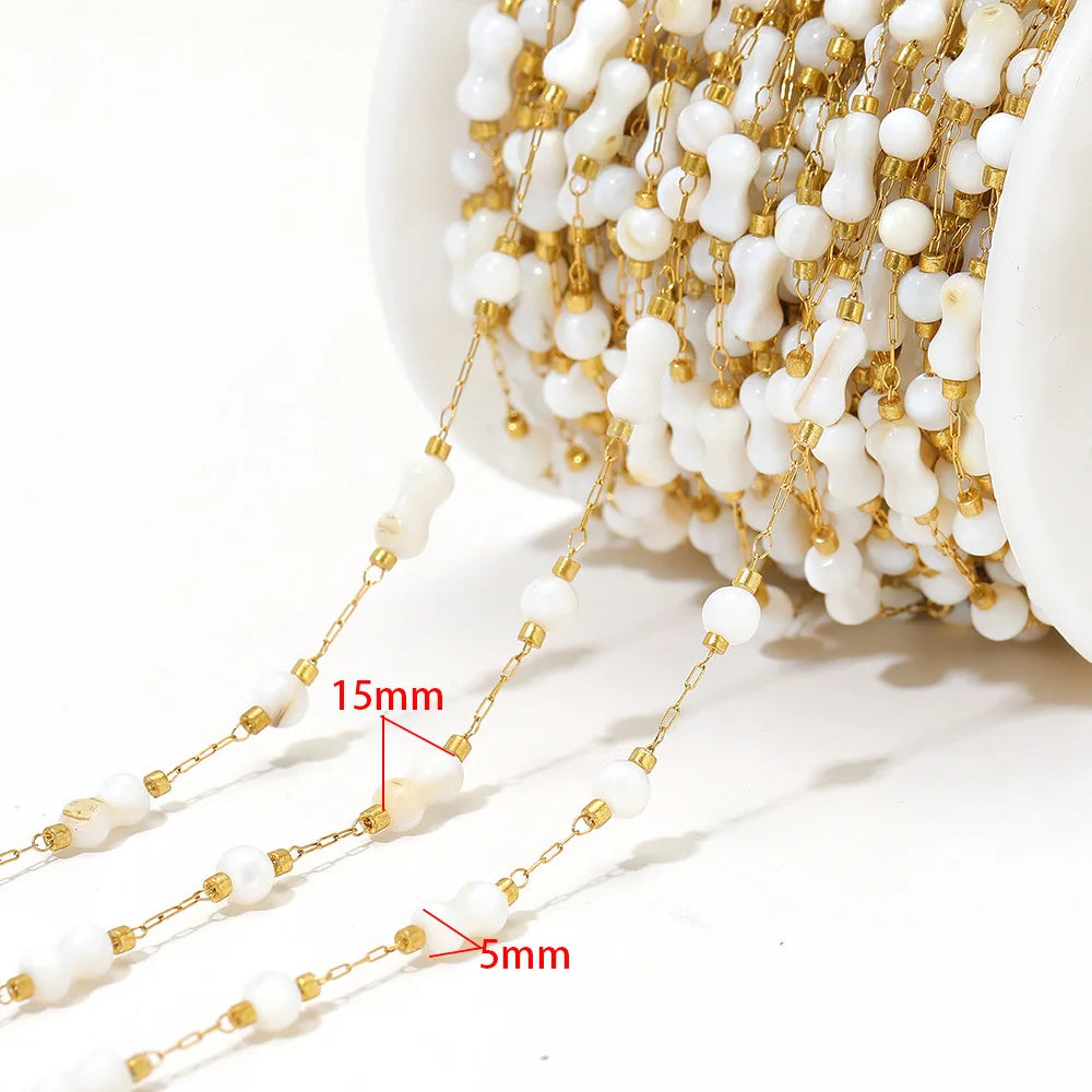 E559 Fashion Stainless Steel Cross Leaf Clip Bead Chain Geometric Stone Necklace Women's Jewelry Accessories Chain