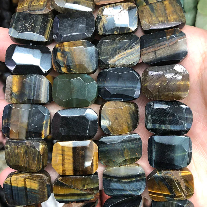 Natural Gemstone Faceted Irregular Faceted Freeform Flat Rectangle Polygon Beads Strand for Jewelry Making Bracelets Necklaces