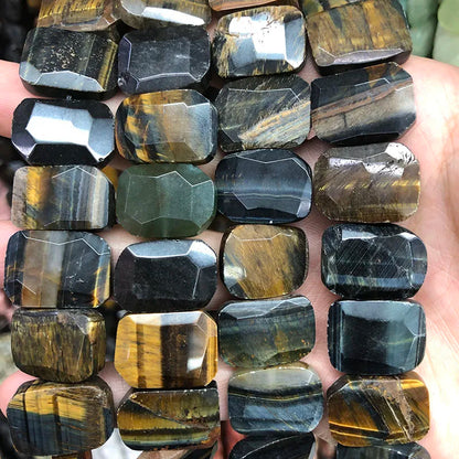 Natural Gemstone Faceted Irregular Faceted Freeform Flat Rectangle Polygon Beads Strand for Jewelry Making Bracelets Necklaces