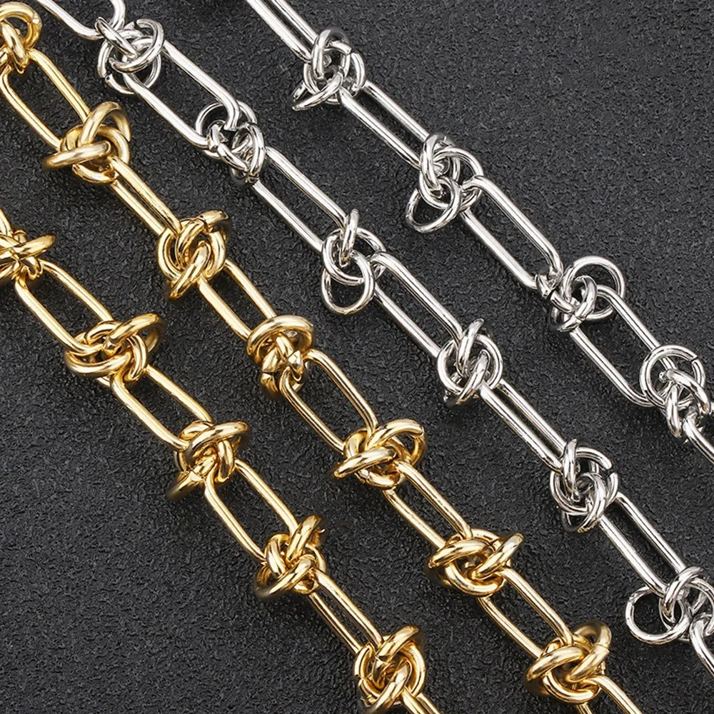 B338 Gold Silver Plating Stainless Steel Jewelry Chain Accessory Knot Macrame Chain for Necklace Bracelet Making