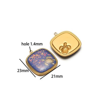 Exquisite Stainless Steel 18k Gold Plated Enamel Sea Turtle Sea Horse Charm Pendant for Jewelry Necklace Making