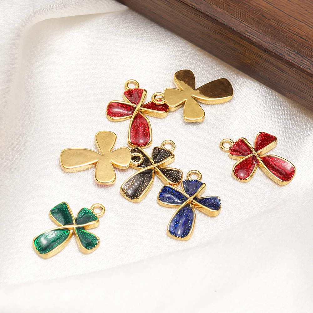 New Arrival Stainless Steel 18k Gold Plated Enamel Cross Charm Pendant for Diy Jewelry Making Wholesale Accessories